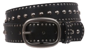 Circle Studded Oil Tanned Looking Genuine Leather Belt